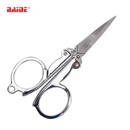 Portable Folding Stainless Steel Scissors Mini Folding Scissors Travel  Scissors Color Silver