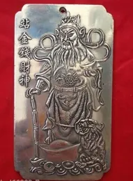 Old Chinese tibet Silver The God of wealth Bullion thanka amulet thangka