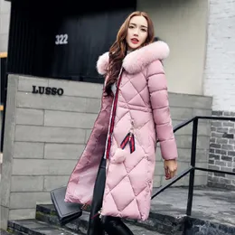 2017 Winter Women Hooded Coat Fur Collar Thicken Warm Long Jackets women's coat girls long slim big fur jacket Down Parka