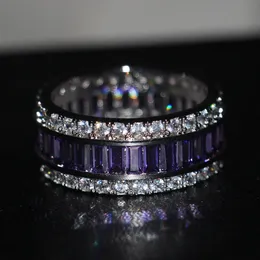 Gioielli di moda Gioielli di fidanzamento da donna Princess cut 15ct 5A Zircone pietra portafortuna Cz 925 Sterling Silver Wedding Band Ring