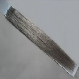 Taśma w ludzkich przedłużeniach włosów 100g Remy Straight 7A Gray Tape Extensions Hair Extensions 40 sztuk Salon Skin Weft Hair Extensions