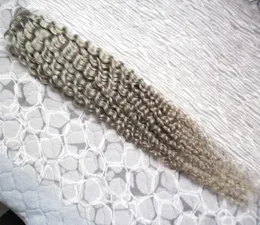 ブラジルの変態カーリーヘアバンドル 100% 人毛織り 1 ピース 10-26 インチ白髪織り