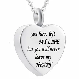 Heart Silver Urn Necklaces Memorial Cremation Ashes Holder Keepsake Pendant Stainless Steel Jewelry