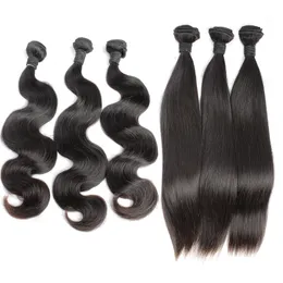 Cabelo de onda corporal Pacotes de cabelo virgem brasileiro Remy Humano tece extensões retas não processadas Wet Amazing Bellahair