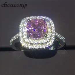 choucong Luxury Jewelry cushion cut 3ct Pink Diamatique Diamond 925 Sterling Silver Wedding Party Band Ring per le donne Taglia 5-10