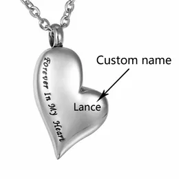 Fashion jewelry accessories custom name Forever In My Heart Cremation Jewelry Keepsake Memorial Urn Necklace Stainless Steel