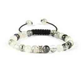 Partihandel 10st / mycket ny ankomst 6mm naturlig kvarts rutilerad sten tibetansk buddhist Mala pärlor Macrame armband för fest