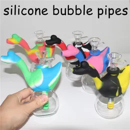 Swan Silicone Bubble Waterpipes for Smoking Dry Herb Unbreakable Water Percolator Bong Smoking Oil Concentrate Pipe smoking mini dab rigs
