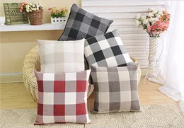 ホテルの家の装飾腰のクッションの枕カバーのための正方形の格子綿とリネンの枕カバーのシンプルな柔らかい枕