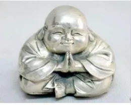 Chinese tibet silver carved happy buddha figurine