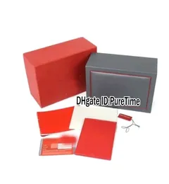 Hight Quality Black Bay Red Box Red Leathe Watch Box Partihandel Mens Womens Klockor Originalbox med certifikat kort gåva klocka puretime