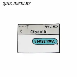 Qihe Sieraden Obama, IK Mis Je. Tekst Messaging Emailens Pins ReversSpeldjes Badges Broches Voor Mannen Vrouwen Rugzak Hoed Tas Accessoires