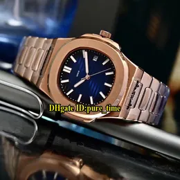 40mm Datum Nautilus D-Blue Dial 5711 / 1A 010 Japan Miyota Automatisk Mens Watch 316L Rose Gold Steel Wase / Band Quality Sport Wristwatches
