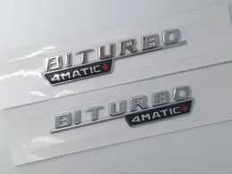1PAIR Matte Black Chrome Turbo 4Matic Biturbo 4Matic Emblem Badge Fender Supercharge Logo Styling Carning Styling for Mercedes B259Q