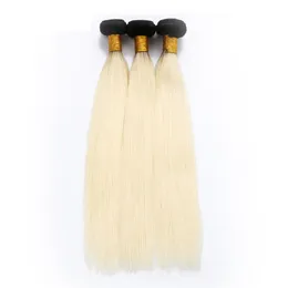 Norek Dziewicy Przedłużanie Włosów Ombre Brazylijski Włosy Weft Dwa Tone 1B613 Blondynka Peruwiański Indian Mongolski Mulk Virgin Hair Weaves 3 4 5 Pakiet