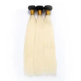 Estensioni dei capelli vergini di visone Ombre Trame di capelli brasiliani Two Tone 1B613 Biondo peruviano indiano mongolo Bulk capelli vergini tesse 3 4 5 Bundle