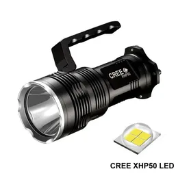 2500 Lumenów XHP50 LED Latarka taktyczna USB Mocny Latarka Light Reflektor Lampa Lampa błyskowa o 4 * 18650 baterii