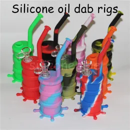 HOISHAH Silikonowe platformy Barrel Silikonowe DAB wiertnice olejowe Bongs jar szklane rury wody silikonowe wierniki perkusyjnego DHL