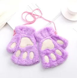 Luvas engraçadas de pata de urso luxuosas luvas de gato gluw romancty menina macia luvas quentes luvas 2pcs/par