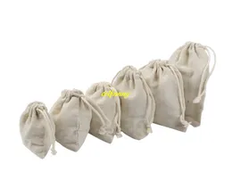 1000pcs 7*9cm 8*10 9x12 10*14 12*15cm 13*18 15*20 17*23 20*30cm Drawstring Pouch storage bag Cotton Burlap Gift Bags