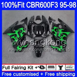 Injektion för Honda CBR 600F3 CBR600RR CBR600F3 1995 1996 1997 1998 2MY54 CBR600 F3 FS CBR600FS CBR 600 F3 95 96 97 98 Green Flames Fairing