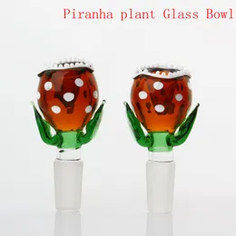 New Piranha plant Glass Bowl Thick Pyrex Glass Bowls with 14mm 18mm Colorful Tobacco Herb Water Bong Bowl Piece for Smoking
