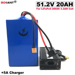 3.2V LiFePo4 Lithium Battery 26650 cell 51.2V 20AH for Bafang 1200W Motor Electric bike LiFePo4 Battery 3.2V 16S +5A Charger