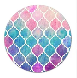 New Round Rubber Mousepad Rainbow Pastel Watercolor Moroccan Painting Mice Mat PC Computer Gaming Speed Mouse Pad