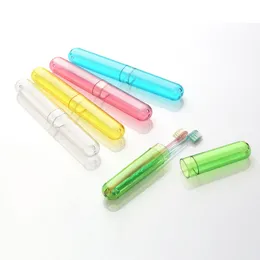 21 * 3.5 * 2,6cm resor bärbar plast tandborste låda anti bakterie tandborste skyddshylsa transparenta tandborste hållare mix färger