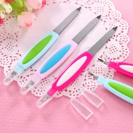 Nail Art Tool Nail File Exfoliating Scrub Fork Rostfritt Stål Dubbel Huvud Multifunktion Polering Nybörjare Manikyr Skönhetsverktyg