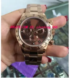 Luksusowe zegarek Nowe męskie 18K Rose Gold Everose Chocolate Arabic Dial 116505 Automatyczny 7750 Ruch chronograficzny