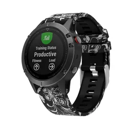 Drukowanie Wymiana Silikagel Szybki Zainstaluj Soft Watch Band Pasek dla Garmin Fenix ​​5 GPS zegarek