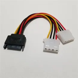 10st/parti 15Pin SATA -adapter till Dual 4Pin IDE Molex Power Extension Y Splitter Cable 18Awg 20cm