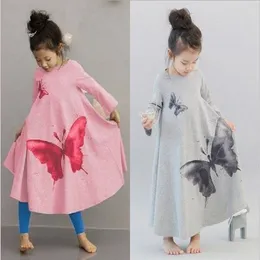 New Bohemia children girls Large butterfly printing horn dresses cute princess Dresses 100-140cm baby clothing free shipping C728