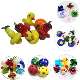 Wholesael UFO Carb Cap Glas Yellow Duck Glasbongs Eater Pipes Dabber Oil Rigs 4MM Thermal P Quartz Thermal Banger Nail 0B