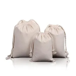 Pure Cotton Canvas Drawstring Bag Portable Outdoor Travel Jewelry Plaything Luxury Beige Storage Bags Wedding Party 4 2ss7 ff