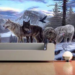 Modern Home Improvement Custom 3D Photo Wallpapers Lifelike Animals Snowy Wolf Backdrop Murals For Study Room Papel De Parede