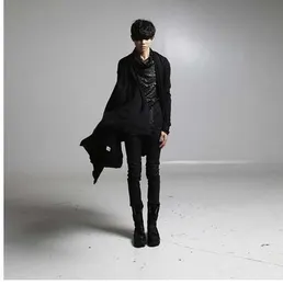 Punk Rave Uomo Gotico Mantello Cappotto Nero Finto Pelo con