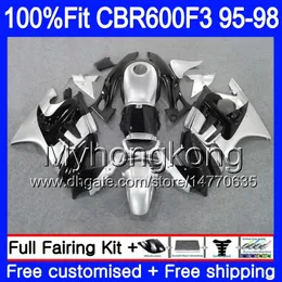 حقن لهوندا CBR 600F3 CBR600RR CBR600F3 1995 1996 1997 1998 2MY55 silver black CBR600 F3 FS CBR600FS CBR 600 F3 95 96 97 98 Fairing