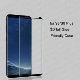 100 Stück 3D-Vollkleber, hüllenfreundlich, gehärtetes Glas, Handy-Displayschutz für Samsung Galaxy S8, S9, S10, S20 Plus, Note 8, 9, 10, 20