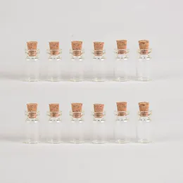 1ml mini glasflaskor flaskor med kork tomma små transparenta glasflaskburkar 13 * 24 * 6mm 100pcs