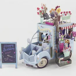 Partihandel- (Ootdy) 2017 Ny 3D upp Festoon Vehicle Greeting Card Christmas Valentine Födelsedaginbjudan Mar20_17