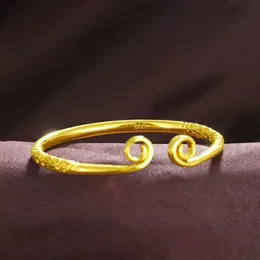 18k Real Gold Plated High Polishing Gold Färg Bracelet Golden Hoop Bangle för Kvinnor Smycken Partihandel