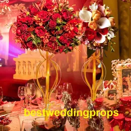 Украшение Высоко новое! Золотые свадьбы напольные цветочные стенды / высокая и большая ваза цветов для свадьбы сцены / стол для центра BEST0328
