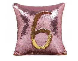 DIY Mermaid Sequin Cushion Cover Pillowcase Magisk färg Ändra Reversibel Heminredning Bil Soffa Pillow Case 40x40cm