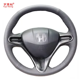 Yuji-Hong Coprivolante per auto in pelle sintetica per HONDA Civic 8 2007-2011 Coprivolante per auto nero