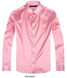 2017 Różowy Luksusowy The Groom Koszula Mężczyzna Z Długim Rękawem Ślubna Koszula męska Party Sztuczna Suknia Jedwabna M-3XL 21 Kolory FZS27