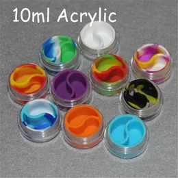 wholesale 3ml 5ml 10ml acrylic wax containers silicone jar dab wax containers silicone dab jar glass oil containers