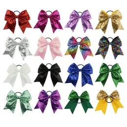 8 tums mode handgjorda sequin bling cheer bows hårband för flicka barn barn boutique hår accessorie