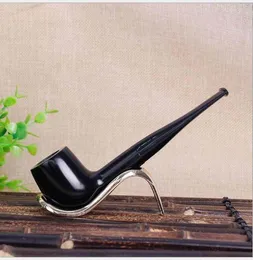 High Quality Ebony Hand Straight Shank Tobacco Bucket Full Black Pipe